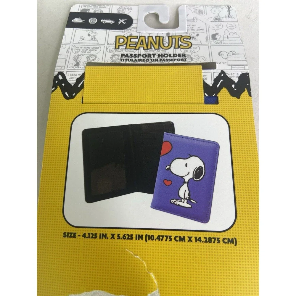 Peanuts Snoopy Hearts Blue Travelers Passport Holder Document Booklet Wallet